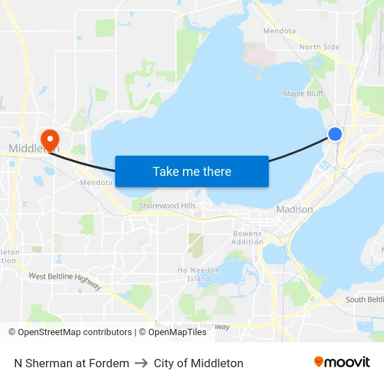 N Sherman at Fordem to City of Middleton map