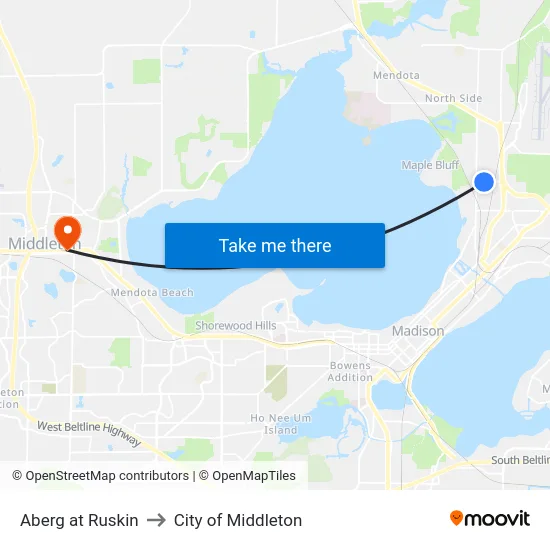Aberg at Ruskin to City of Middleton map