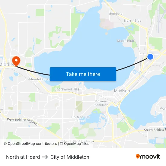North at Hoard to City of Middleton map