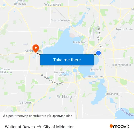 Walter at Dawes to City of Middleton map
