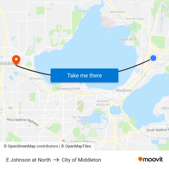 E Johnson at North to City of Middleton map