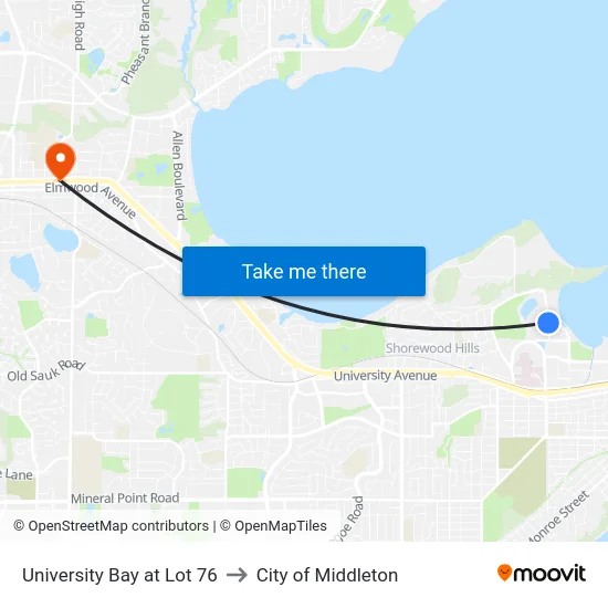 University Bay at Lot 76 to City of Middleton map
