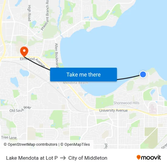 Lake Mendota at Lot P to City of Middleton map