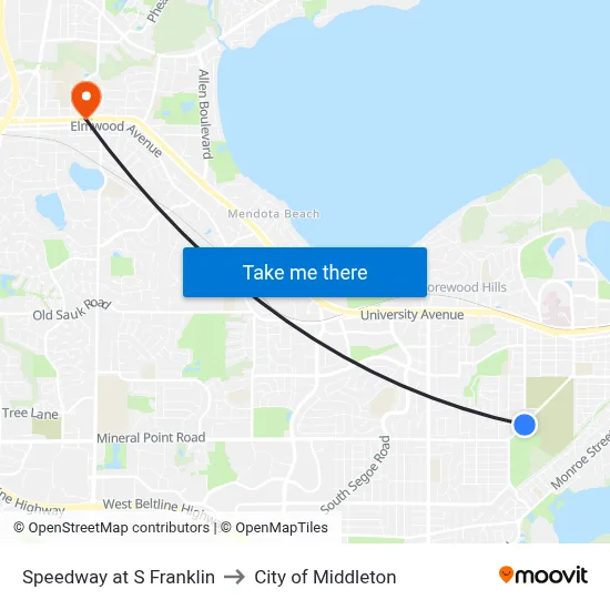 Speedway at S Franklin to City of Middleton map