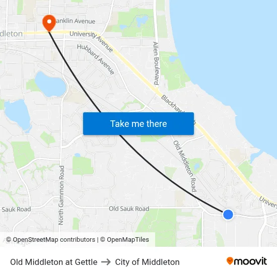 Old Middleton at Gettle to City of Middleton map