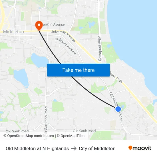 Old Middleton at N Highlands to City of Middleton map