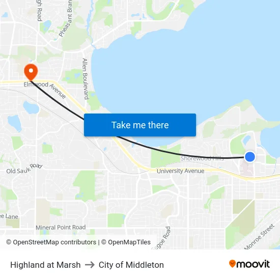 Highland at Marsh to City of Middleton map