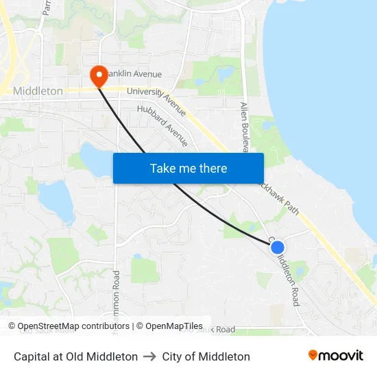 Capital at Old Middleton to City of Middleton map