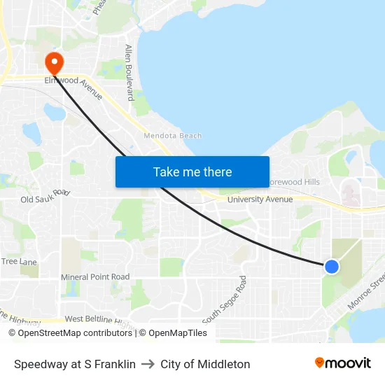 Speedway at S Franklin to City of Middleton map