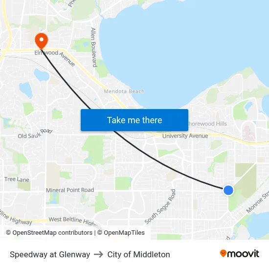 Speedway at Glenway to City of Middleton map