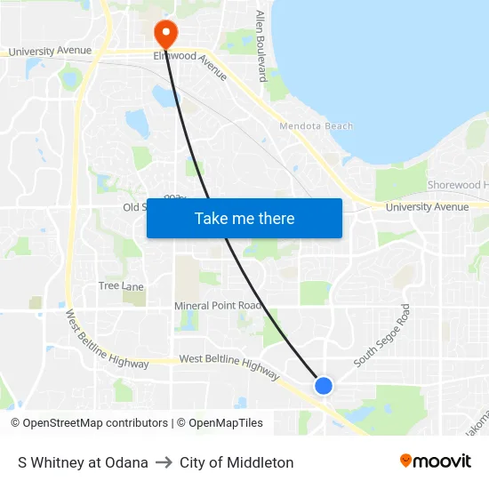 S Whitney at Odana to City of Middleton map