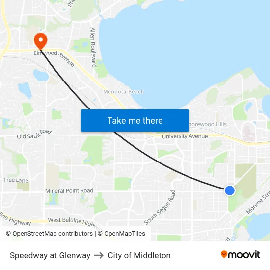 Speedway at Glenway to City of Middleton map