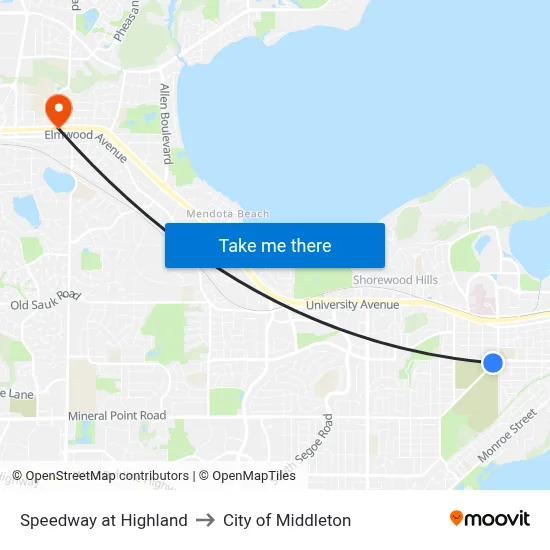 Speedway at Highland to City of Middleton map