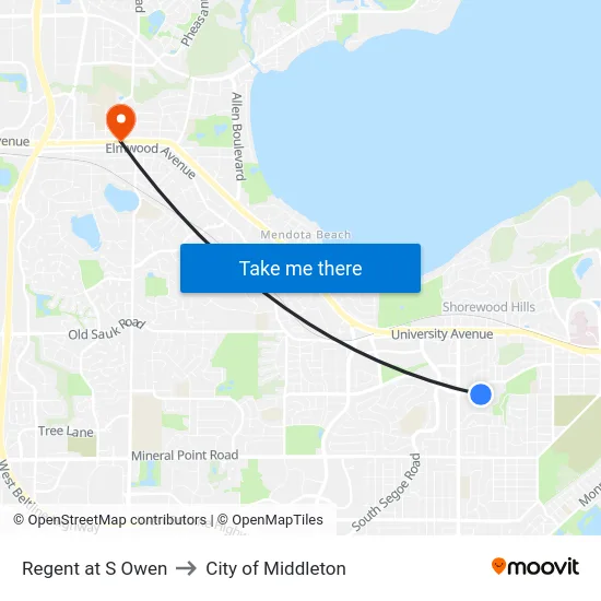 Regent at S Owen to City of Middleton map