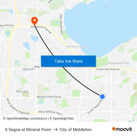 S Segoe at Mineral Point to City of Middleton map