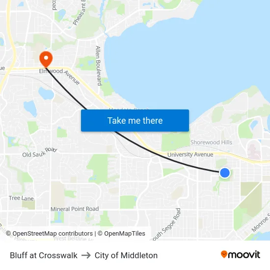 Bluff at Crosswalk to City of Middleton map