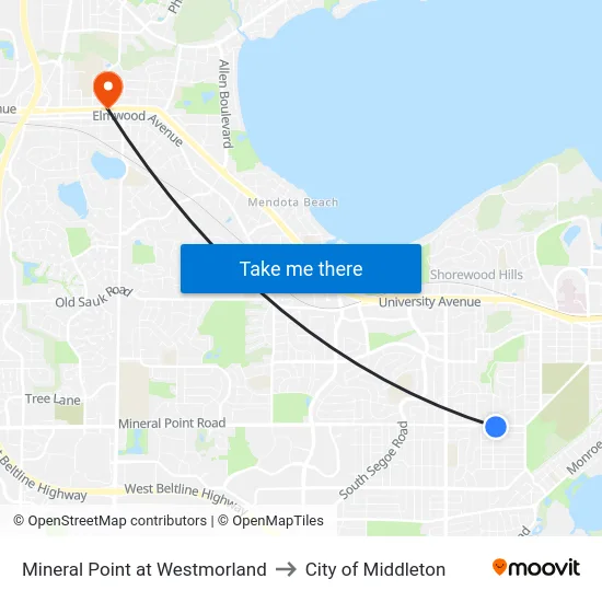 Mineral Point at Westmorland to City of Middleton map