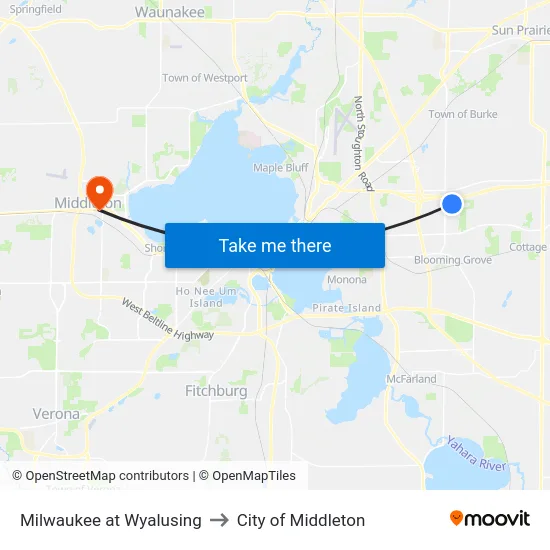 Milwaukee at Wyalusing to City of Middleton map