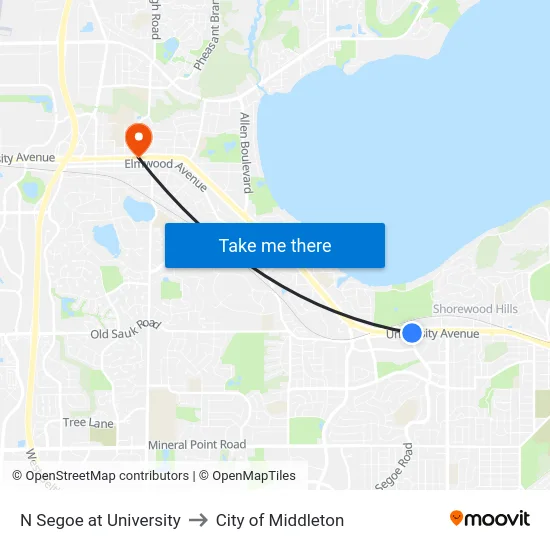 N Segoe at University to City of Middleton map