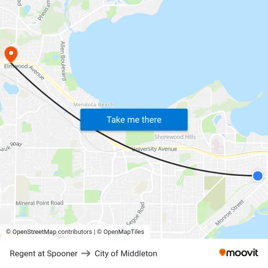Regent at Spooner to City of Middleton map