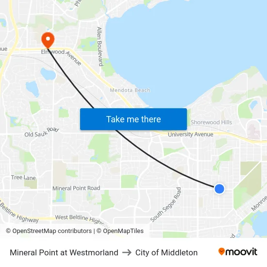 Mineral Point at Westmorland to City of Middleton map