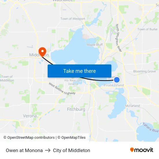Owen at Monona to City of Middleton map