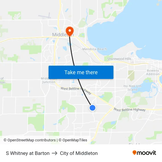 S Whitney at Barton to City of Middleton map