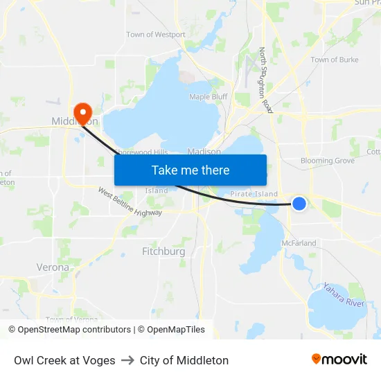 Owl Creek at Voges to City of Middleton map