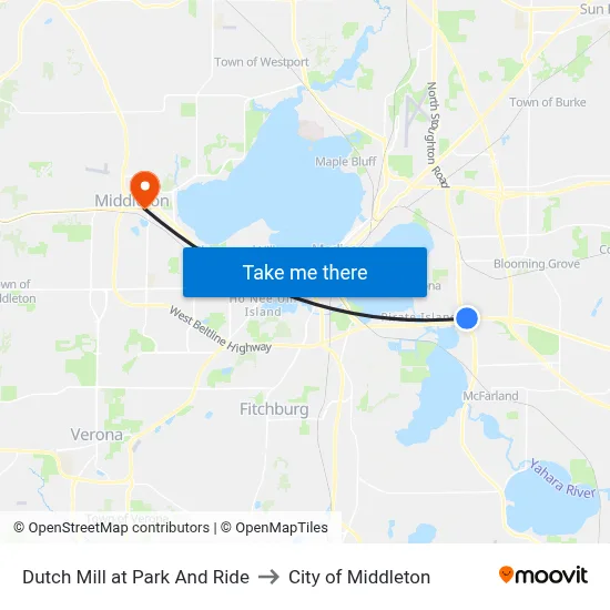 Dutch Mill at Park And Ride to City of Middleton map