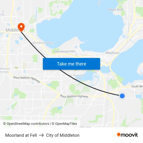 Moorland at Fell to City of Middleton map