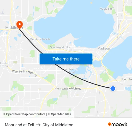 Moorland at Fell to City of Middleton map