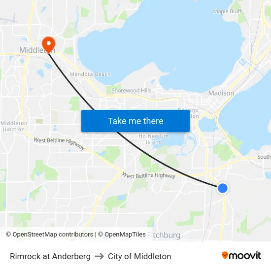 Rimrock at Anderberg to City of Middleton map