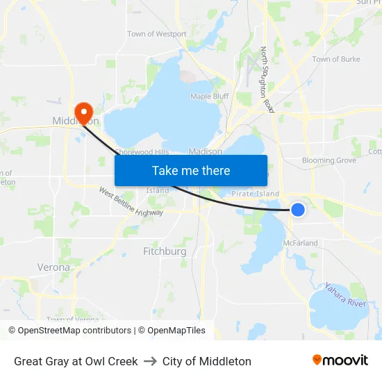 Great Gray at Owl Creek to City of Middleton map