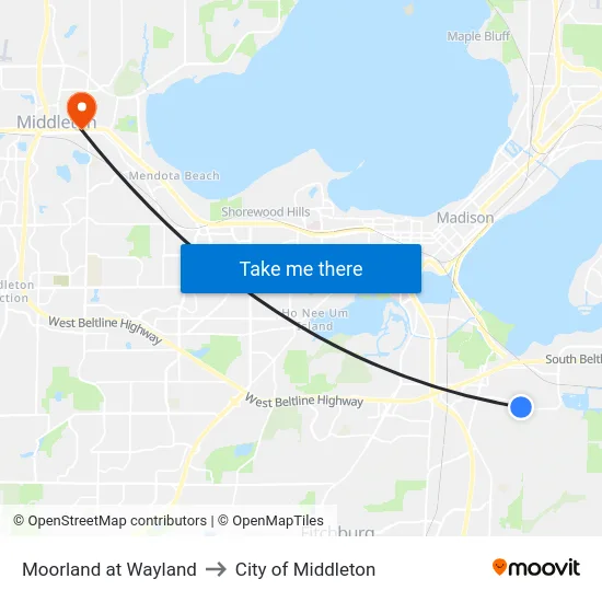 Moorland at Wayland to City of Middleton map