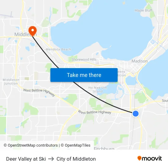 Deer Valley at Ski to City of Middleton map
