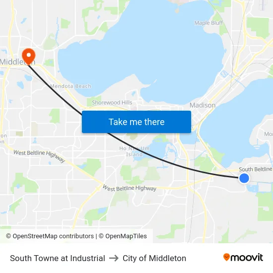 South Towne at Industrial to City of Middleton map