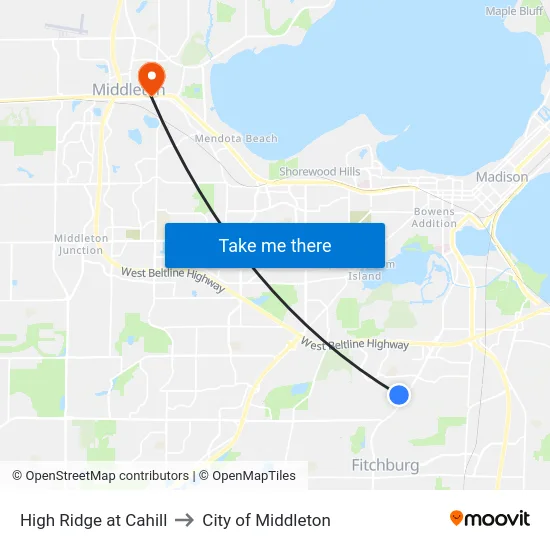 High Ridge at Cahill to City of Middleton map