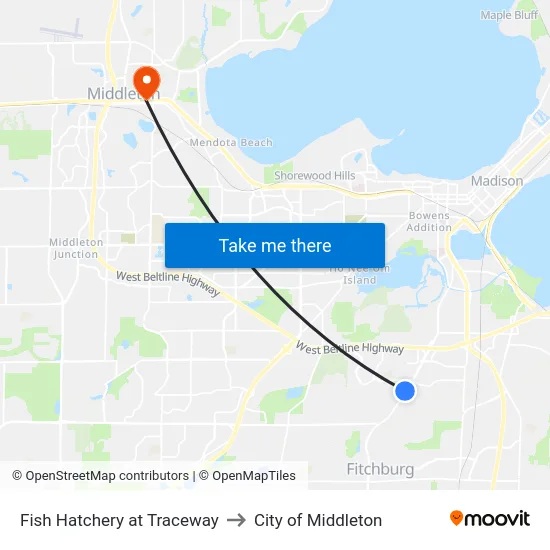 Fish Hatchery at Traceway to City of Middleton map