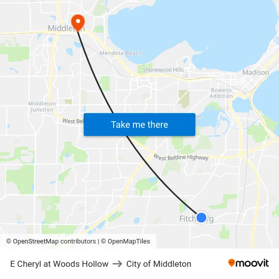 E Cheryl at Woods Hollow to City of Middleton map