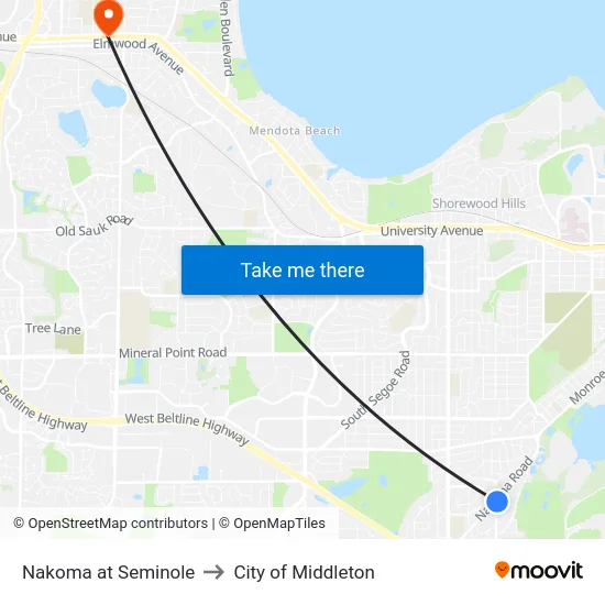Nakoma at Seminole to City of Middleton map