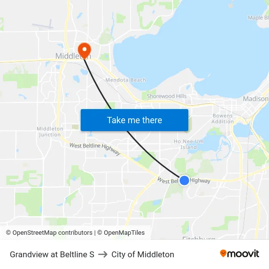 Grandview at Beltline S to City of Middleton map