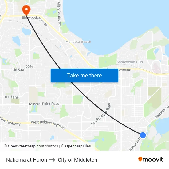 Nakoma at Huron to City of Middleton map