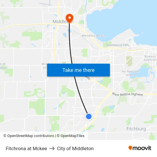 Fitchrona at Mckee to City of Middleton map
