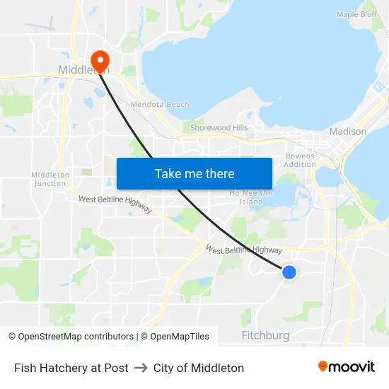 Fish Hatchery at Post to City of Middleton map