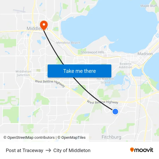Post at Traceway to City of Middleton map