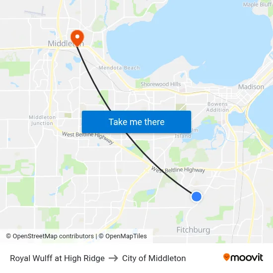 Royal Wulff at High Ridge to City of Middleton map