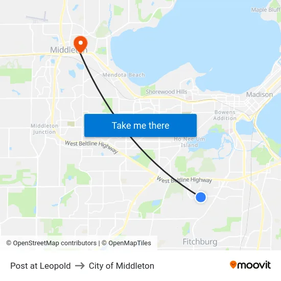 Post at Leopold to City of Middleton map