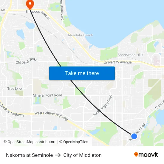Nakoma at Seminole to City of Middleton map