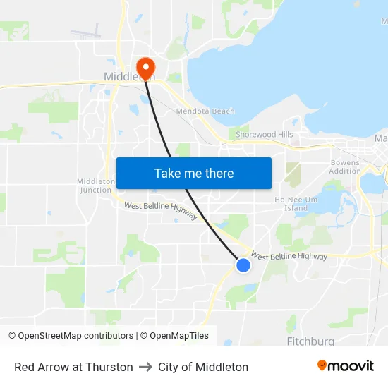 Red Arrow at Thurston to City of Middleton map