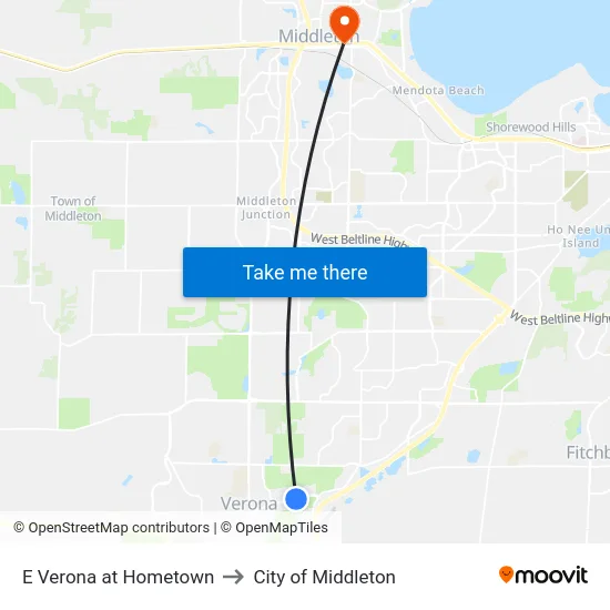 E Verona at Hometown to City of Middleton map